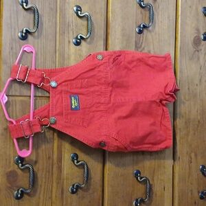 Vintage OshKosh B'gosh Red Denim Kids Overalls Size 3T